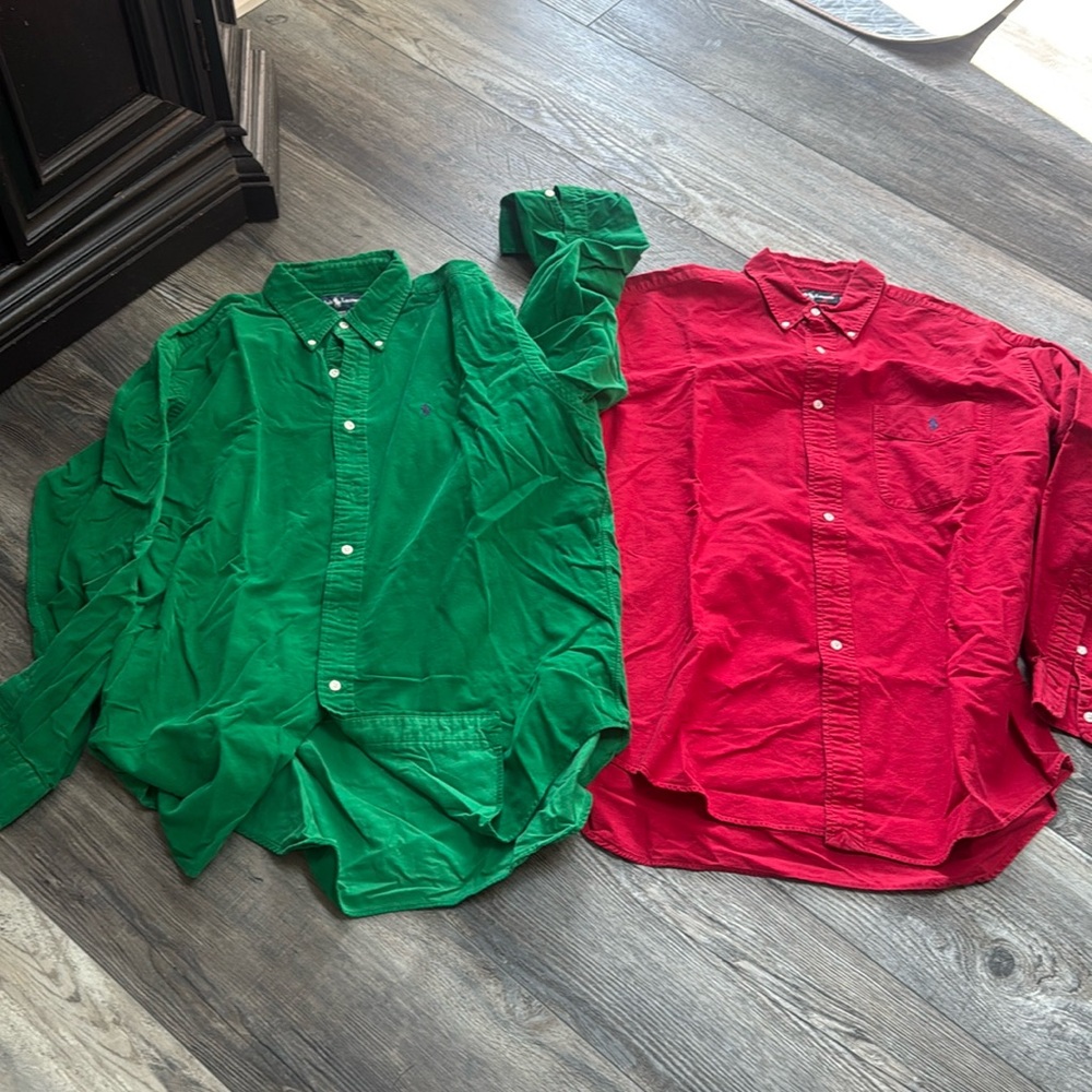 Lot of 2 Ralph Lauren Button Down Long Sleeve Shirts Size Large Blake/Bi…